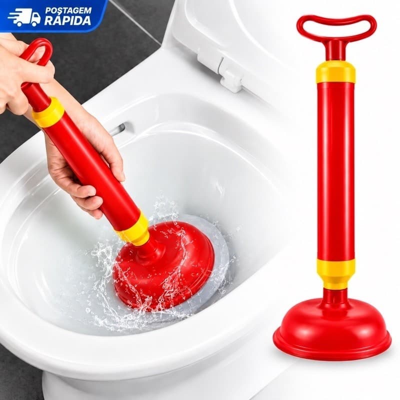 Desentupidor Alta Pressão 46cm para Vaso Sanitário, Pia e Ralo Bomba de Sucção Manual