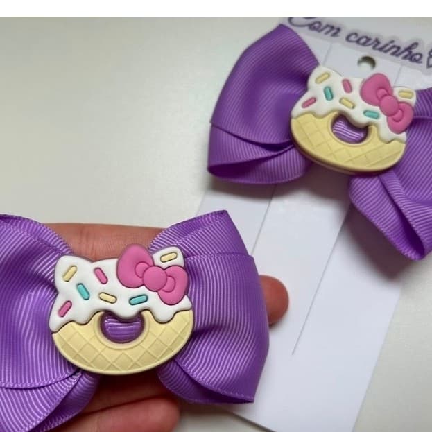Duplinha de Laços / Laços Infantis Hello Kitty / Laços de docinhos / Laços Infantis Roxo
