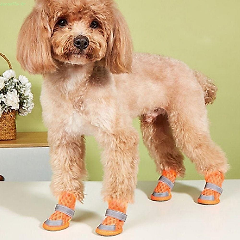 AARON 4 Unidades/Conjunto Sapatos De Malha Para Cães , Botas Respiráveis Antiderrapantes Animais De Estimação , Capas Re