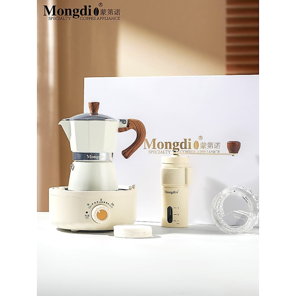 Mongdio Mongdio Pot Set Caixa de presente Máquina de café expresso Moka Cafeteira Extração Pote Presente de aniversário
