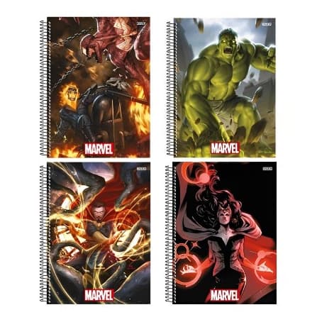 Caderno Espiral Universitário Marvel 10 Matérias Caderno Super Heróis