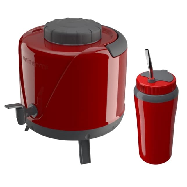 Kit Tererê Garrafa Térmica 5L + Copo Térmico Vermelho 650ml