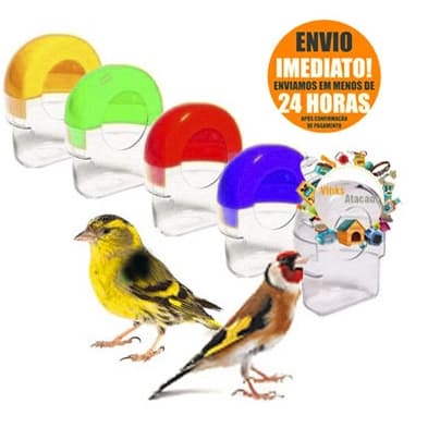 Kit 12 Comedouro Meia Lua Roller Para Canário Belga Coleiro Tiziu Tarin Bigodinho Pintassilgo Gaiola E Viveiros