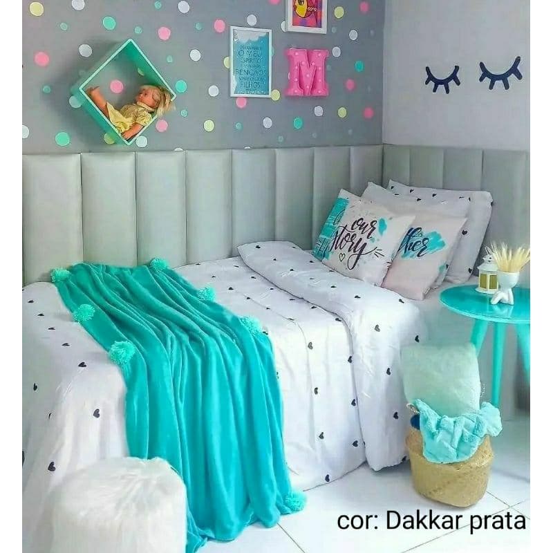 Cabeceira estofada retangular adesiva Kit com 15 und 20x55cm cada
