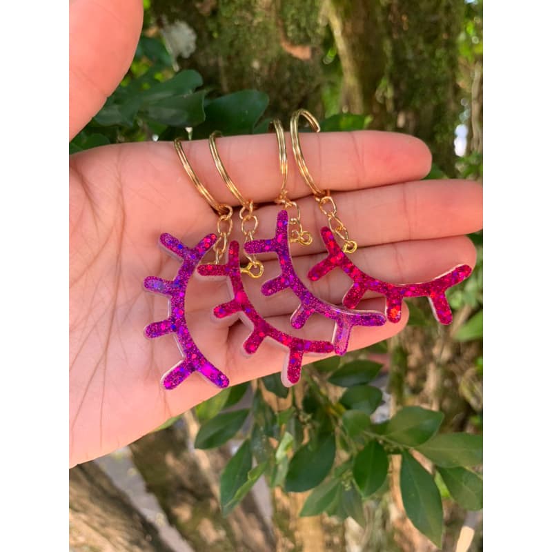 kit 10 Mini Chaveiro de cílios personalizado em resina várias cores