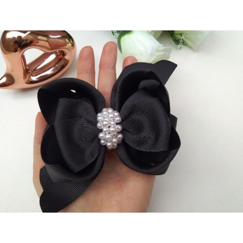 Laço preto luxo / laço com pérolas/ laço infantil tamanho G