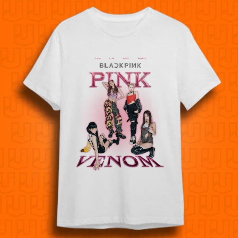 Camiseta Blackpink Pink Venom KPop Unissex e Babylook 100% Poliéster