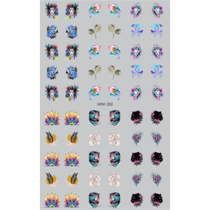 60 Adesivos de Unha 3D Leão PRÉ PRONTO - modelo MINI 292