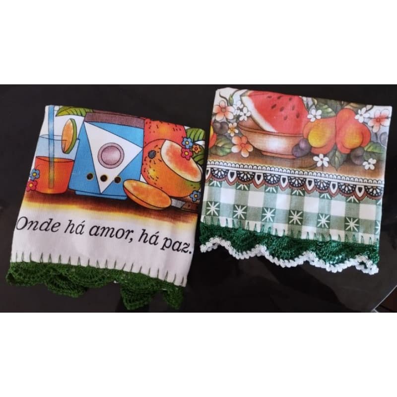 Conjunto de Pano de Prato Com Crochê