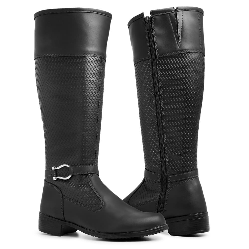 Bota Feminina Montaria Com Zíper Várias Cores 11070 Cano Alto Confortável