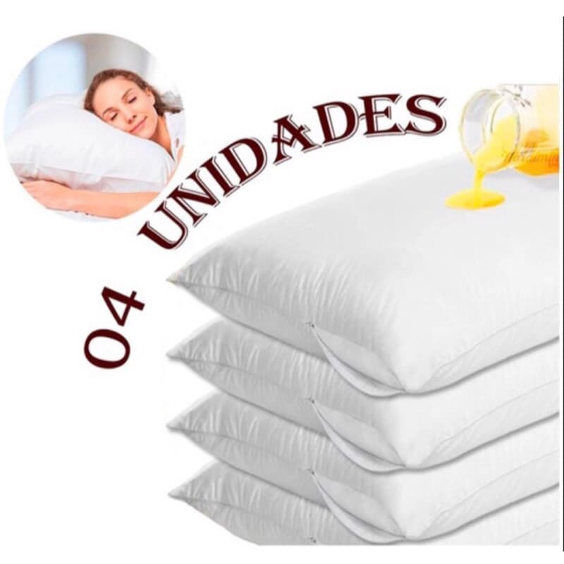 kit 4 fronha impermeável  anti - ácaro Cor  Branco Com zíper 70cm x50cm Promoção