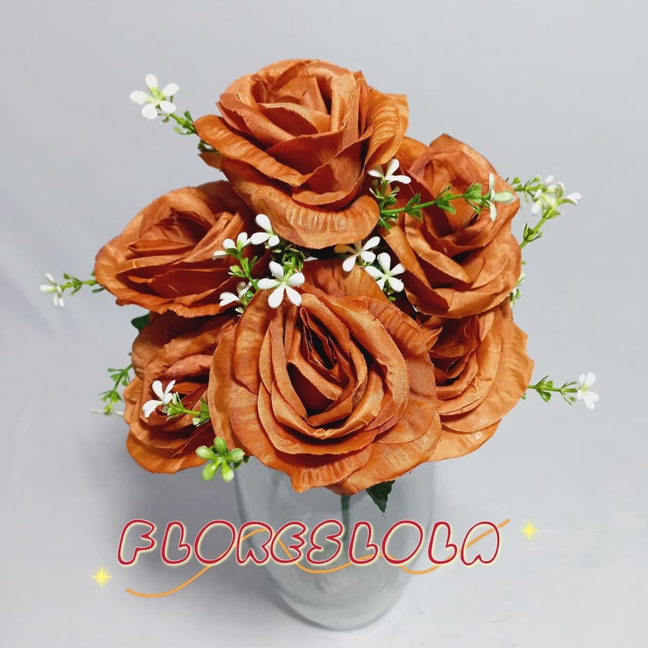 Rosa artificial buque com 6 flor P/ Decoração Casamento, Arranjos, Decorar Festas e casa