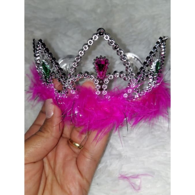 COROAS COM PLUMAS/FESTAS/ADEREÇOS/PRINCESAS/CARNAVAL kit 2 unidades