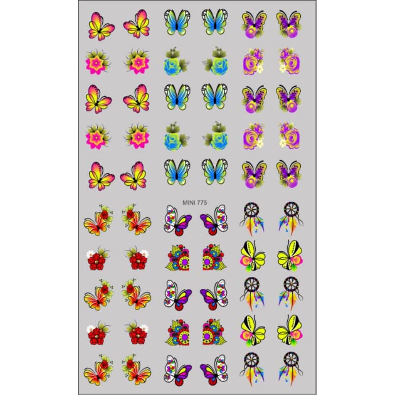 60 Adesivos de Unha 3D Borboletas PRÉ PRONTO - modelo MINI 775