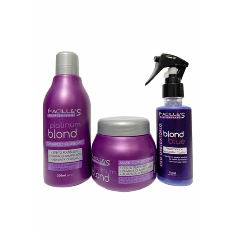 Matizador Platinum Cabelos Loiros Kit 3 Produtos Cabelos Loiro Branco Grisalho a Pronta Entrega