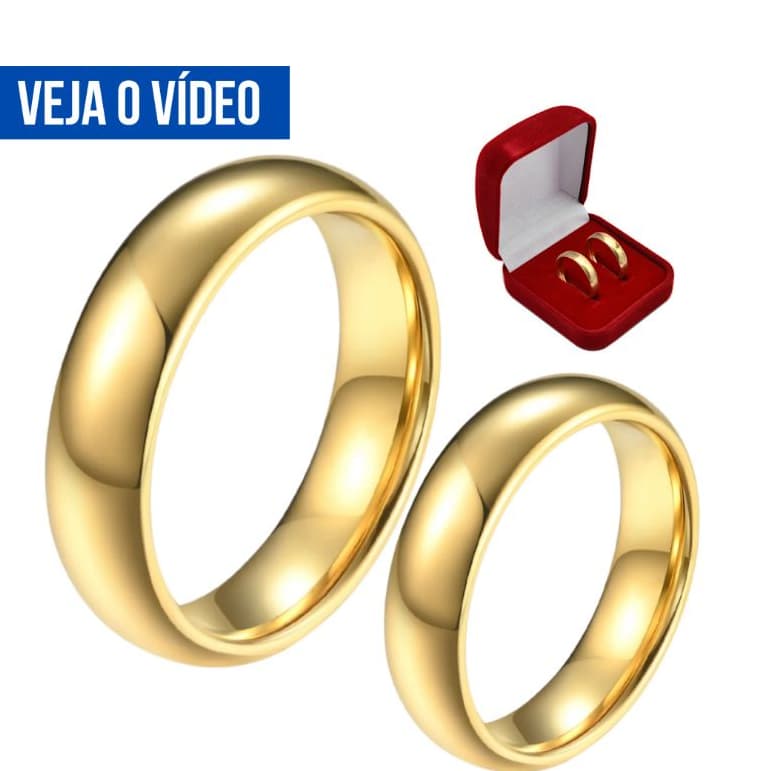 Par de Aliança de Casamento Ouro 24k Tradicional 4mm Banho de 10 milésimos Noivado Original.Par de Aliança de Casamento Ouro 24k Tradicional 4mm Banho de 10 milésimos Noivado Original.