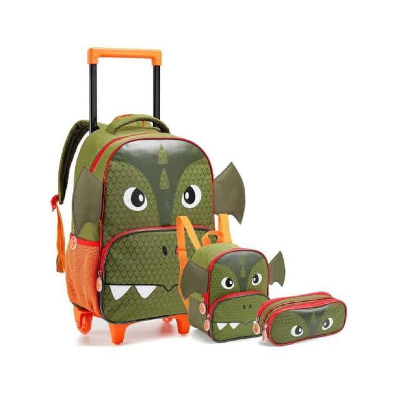 Mochila de frangão com rodinha  lancheira e estojo