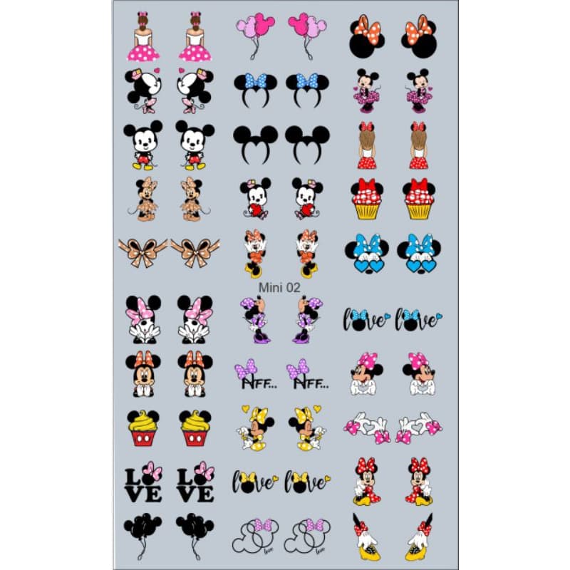 60 Adesivos de Unha 3D Mickey PRÉ PRONTO - modelo MINI 02