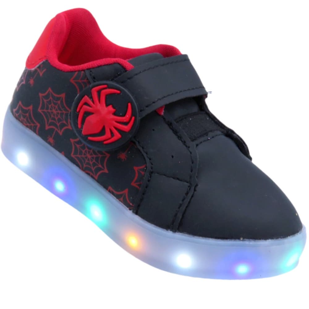 Tênis Infantil Masculino De LED Velcro Homem-Aranha Lançamento Envio Imediato