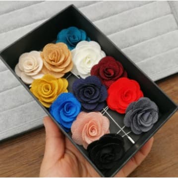 Kit 12 Broches de Lapela Flor Rosa Terno Noivo Padrinhos Casamento Formatura Várias Cores