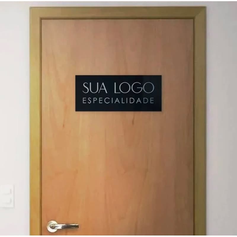 Placa Personalizada 30x10cm Logotipo para Porta Consultório Clínica Salão de Beleza Comércio Empresa Loja