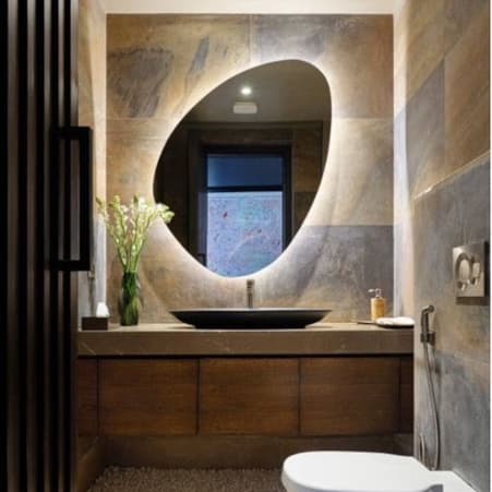 Espelho Orgânico Com Led FRIO/QUENTE, Irregular Diferente Decorativo Moderno Suporte Para Pendurar