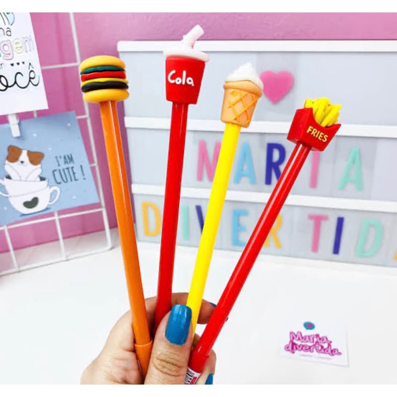 Caneta Fast food em gel caneta fofa kawaii volta as aulas ponta fina