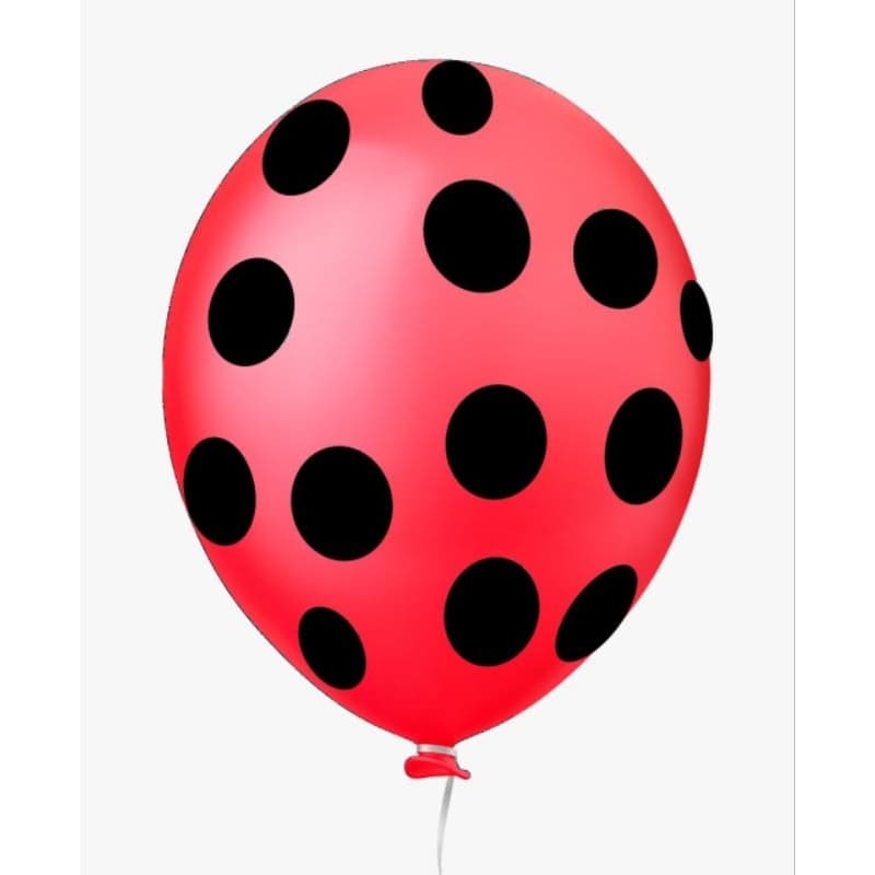 25 Balão Bexiga FESTA E DECORAÇÃO Joaninha Lady Bug Minnie Vermelho/Preto 11 pol Redondo