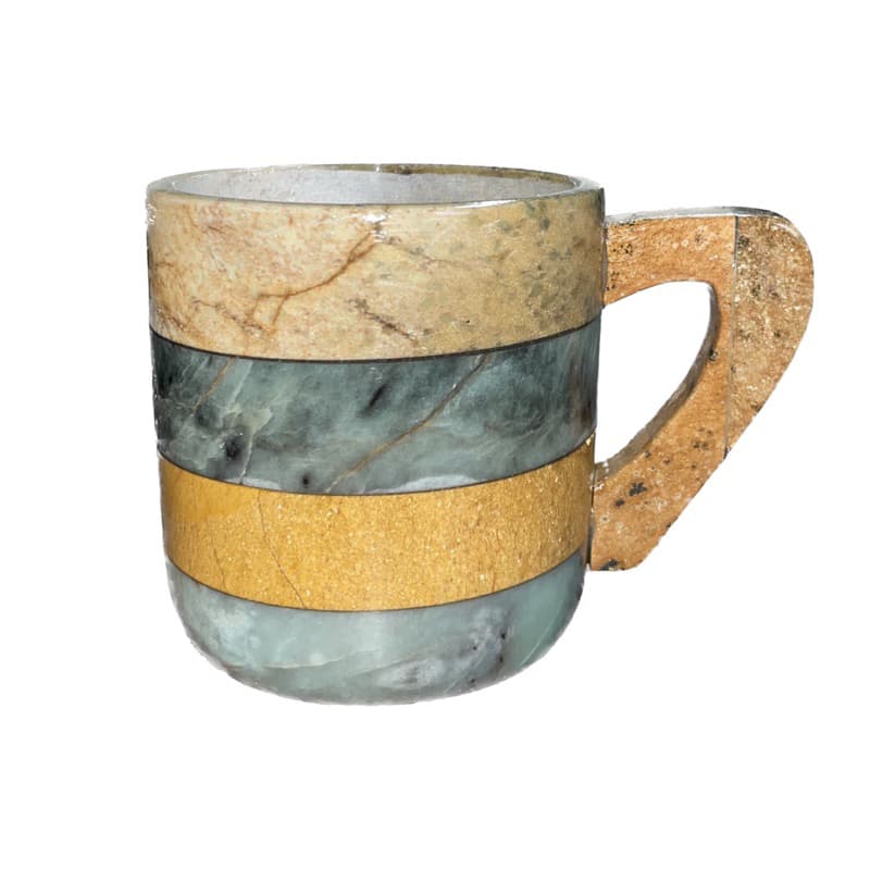 Caneca e Xicara de Pedra Sabão Artesanal Colorida Evernizada