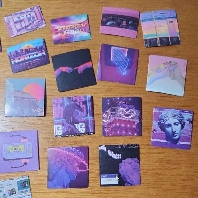 Box de adesivos Neon estilo anos 90 para Scrapbook, Journal e Cadernos