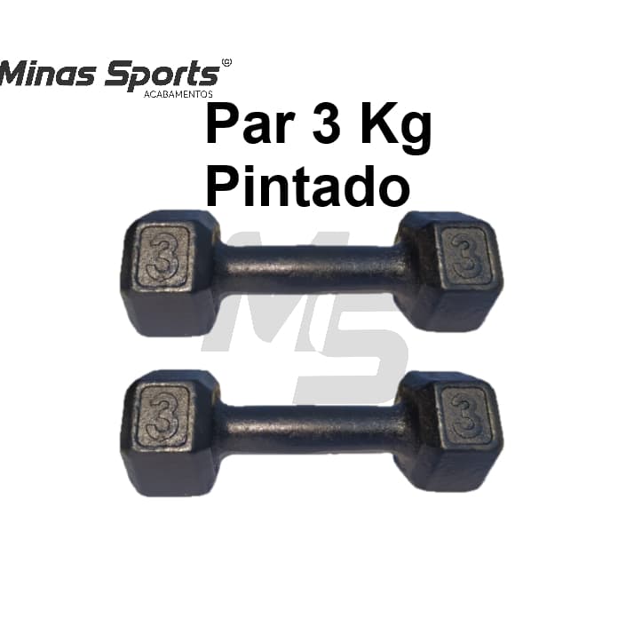 Par Halter Sextavado Pintado 3 Kg Treino Musculação C/ 2 Un