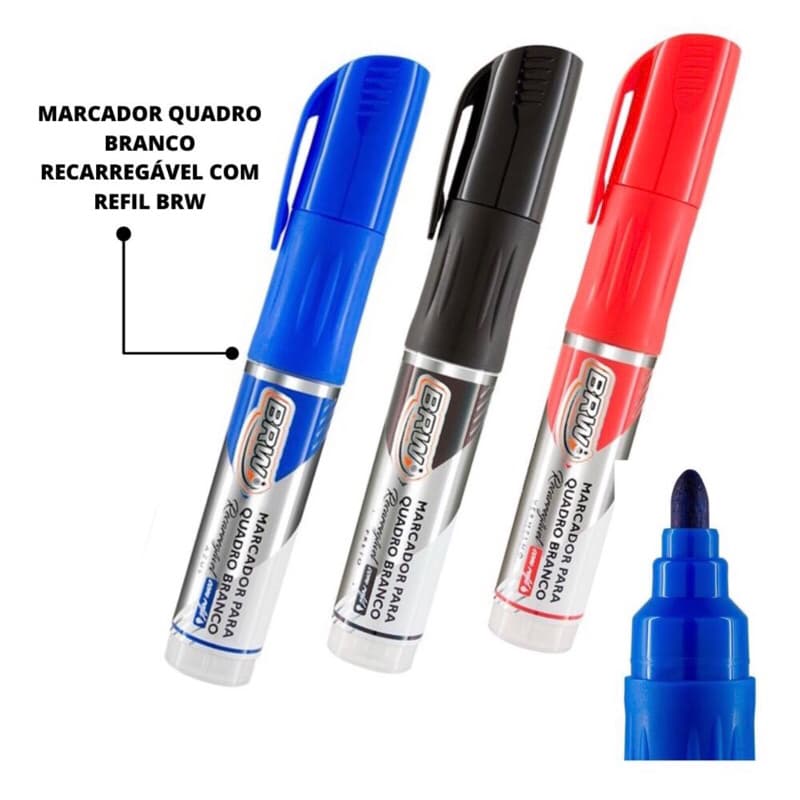 Marcador Quadro Branco Recarregavel Com Refil Brw Prime