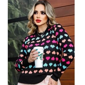Blusa estampa de coracao multicolorida tendencia