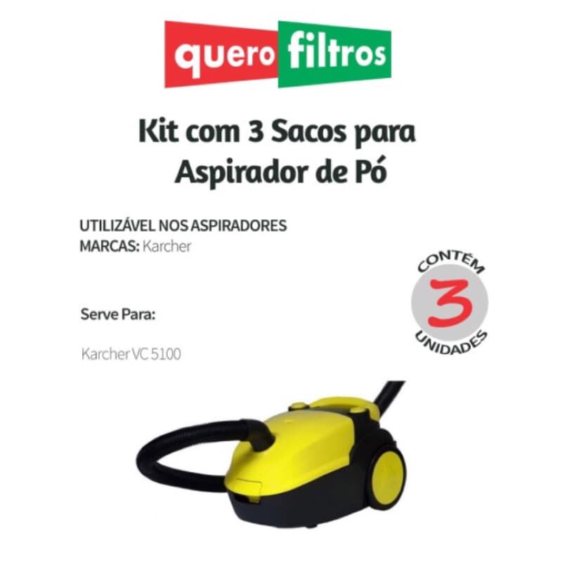SACO FILTRO PARA ASPIRADOR DE PÓ KARCHER VC 5100