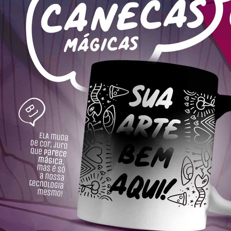 Caneca Mágica Personalizada com Sua Foto - Cerâmicas 325ml de Alta Qualidade