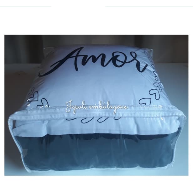 kit 3 Unidades Organizador 37x35x20 de Almofadas e Roupas, Embalagem PVC.