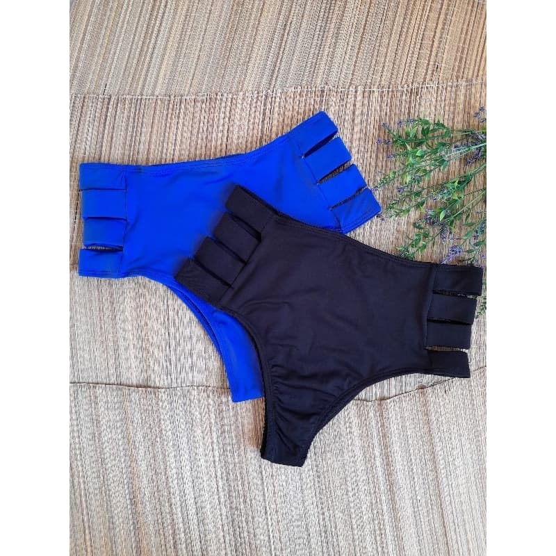 Calcinha de Biquíni Hot Pants, Cós alto Com Recortes, Detalhes na Lateral