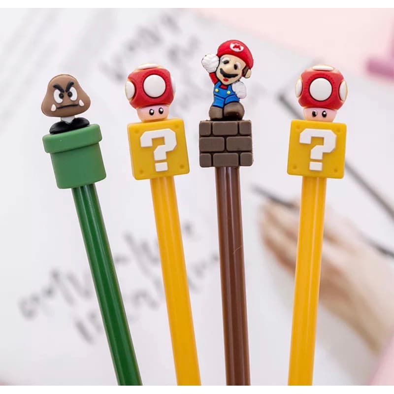 Caneta em gel Mário bros cogumelo caneta kawaii ponta fina papelaria fofa