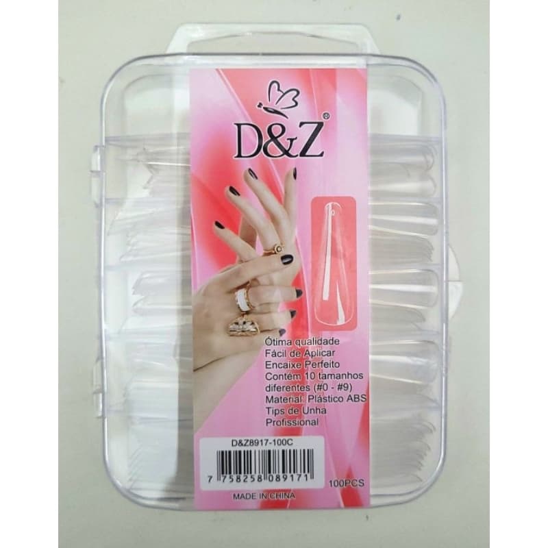 Postiça MANDORLA realista D&Z EXTRA GRANDE D&Z 100 unidades de Unhas postiças Transparente D&Z. modelo bailarina