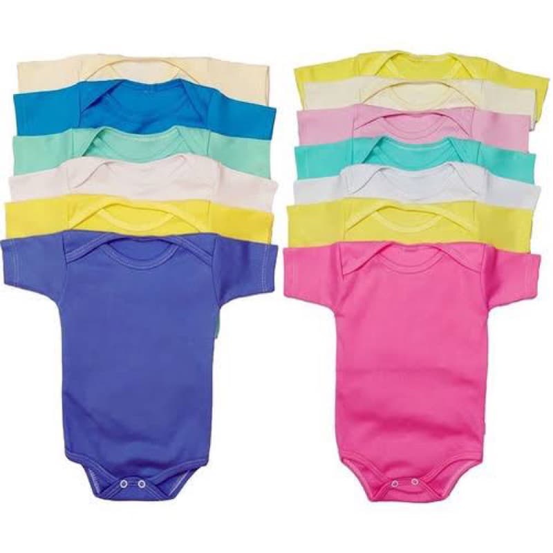 Kit 2 Body de Bebê de Algodão Malha Manga Curta Liso Enxoval Maternidade