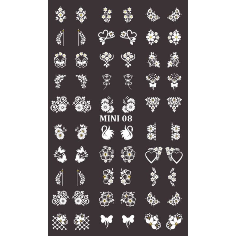 60 Adesivos de Unha 3D Brancos  PRÉ PRONTO - modelo MINI 08