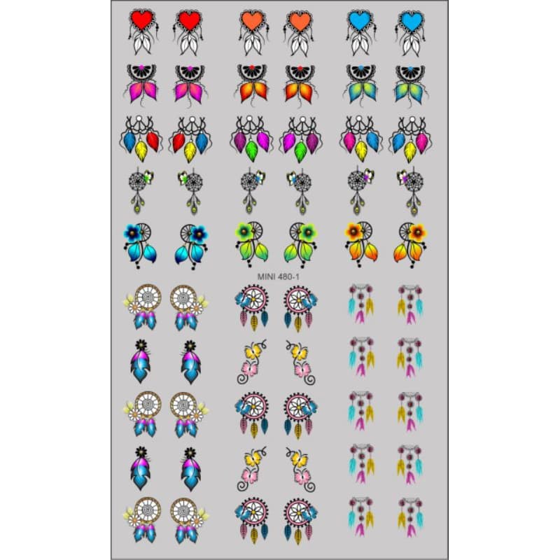 60 Adesivos de Unha 3D Filtro dos Sonhos 1 PRÉ PRONTO - modelo MINI 480-1