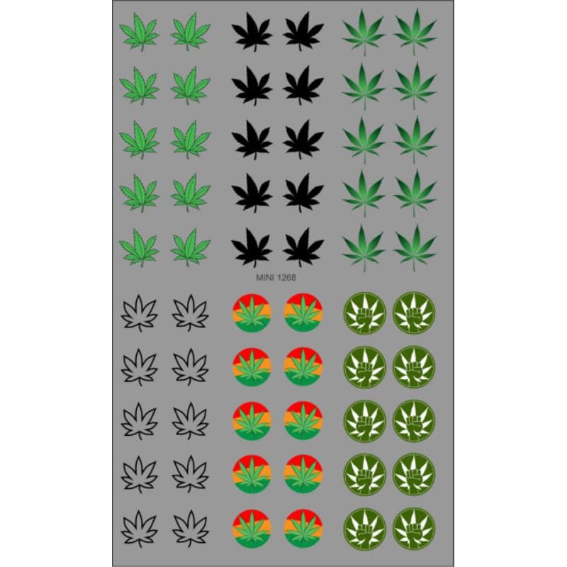 60 Adesivos de Unha 3D Maconha PRÉ PRONTO - modelo MINI 1268