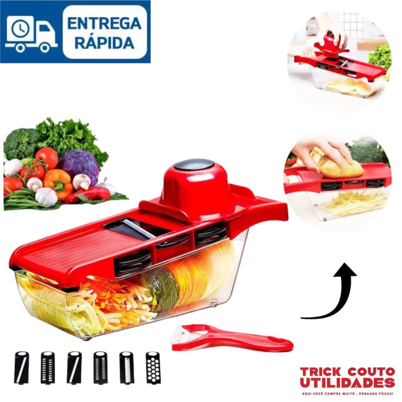 Ralador Fatiador Cortador De Legumes Chefe Multifuncional 6 em 1