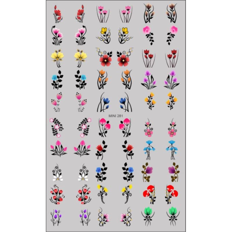 60 Adesivos de Unha 3D Tulipas PRÉ PRONTO - modelo MINI 281