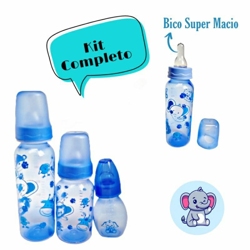 Kit 3 Mamadeiras Bico Universal Minha Primeira Mamadeira