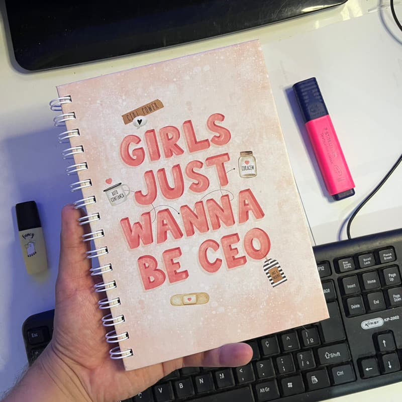 Planner 2026 permanente personalizado com nome - Capa Dura A5 Girl Power