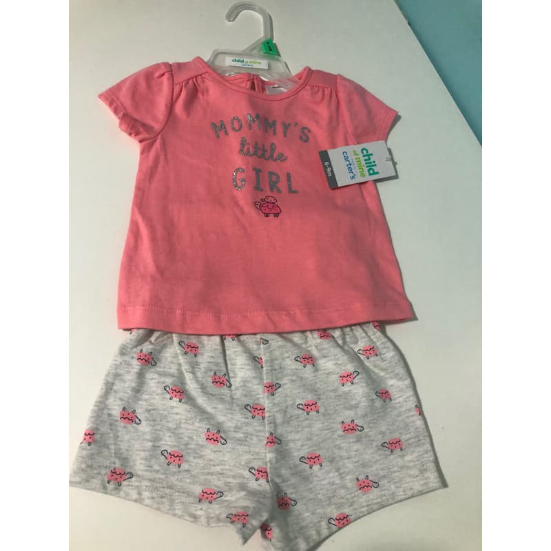 conjunto camiseta e shorts algodão 6/9 meses importado Carters