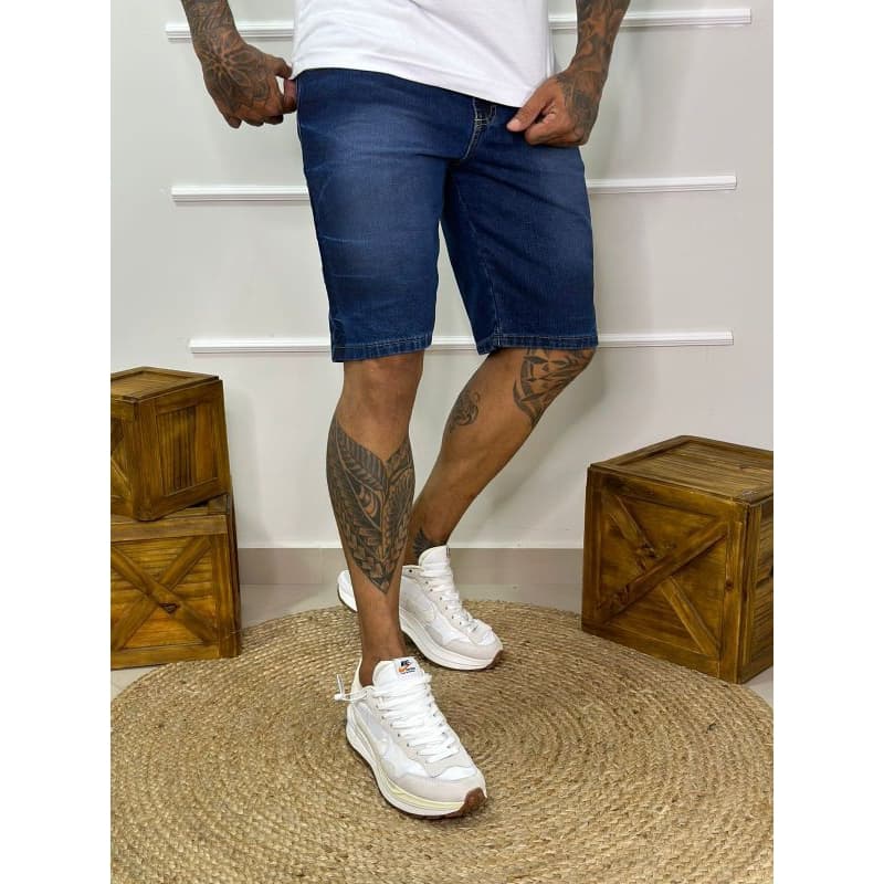 Bermuda Jeans escura EBLA Slim Fit Vancouver Masculina - Marinho