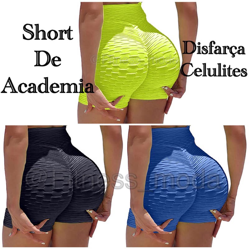 Short meia coxa disfarça celulites bolha suplex de academia